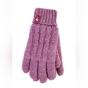 Heat Holders Pink Amelia Cable Knit Gloves L/XL